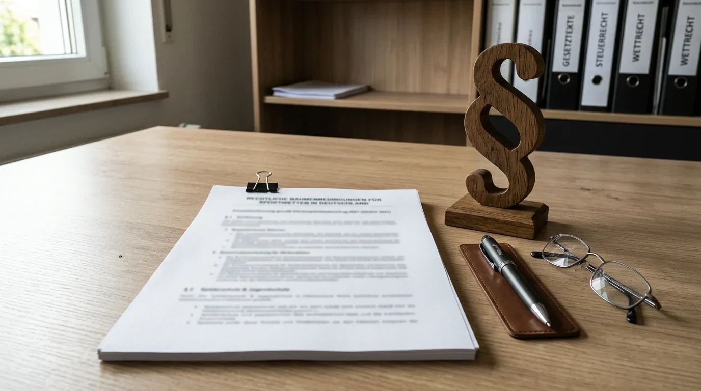 Dokumente und Paragraphenzeichen auf einem Schreibtisch