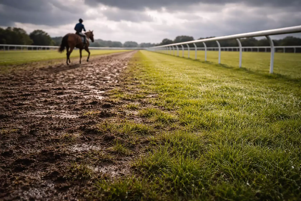 Rennbahn bei unterschiedlichen Wetterbedingungen